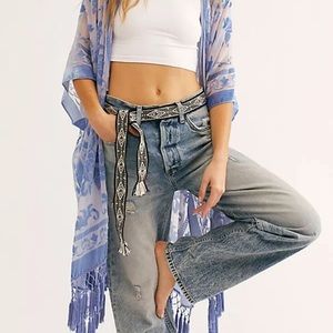 Free People Nightbird Burnout Kimono Blue NWOT, One Size